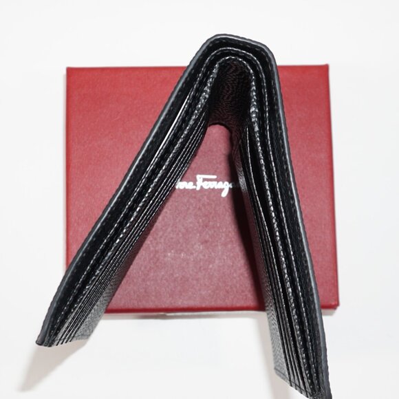 Salvatore Ferragamo Made in Italy Dark Brown Pebble Leather Bifold Wallet - Picture 4 of 4